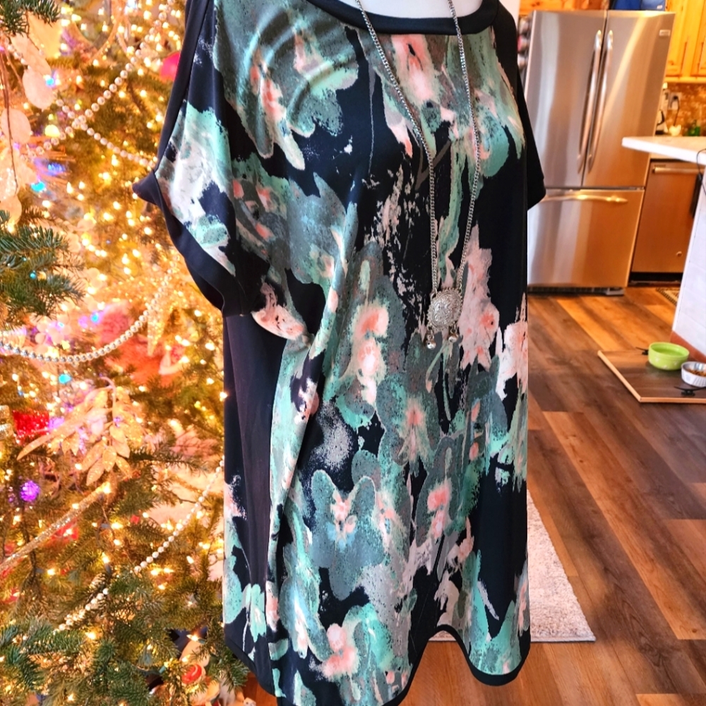 Dana Buchman mini dress long tunic floral XL